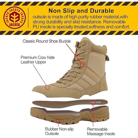 Jacata H20514 Mens Tactical Military Work Boots Sand Tan Suede Side Zip Sz 10.5 - Picture 8 of 14